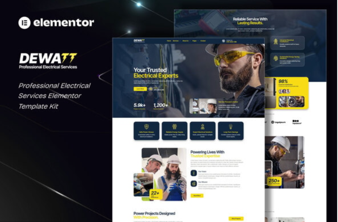 Dewatt - Professional Electrical Services Elementor Template Kit
