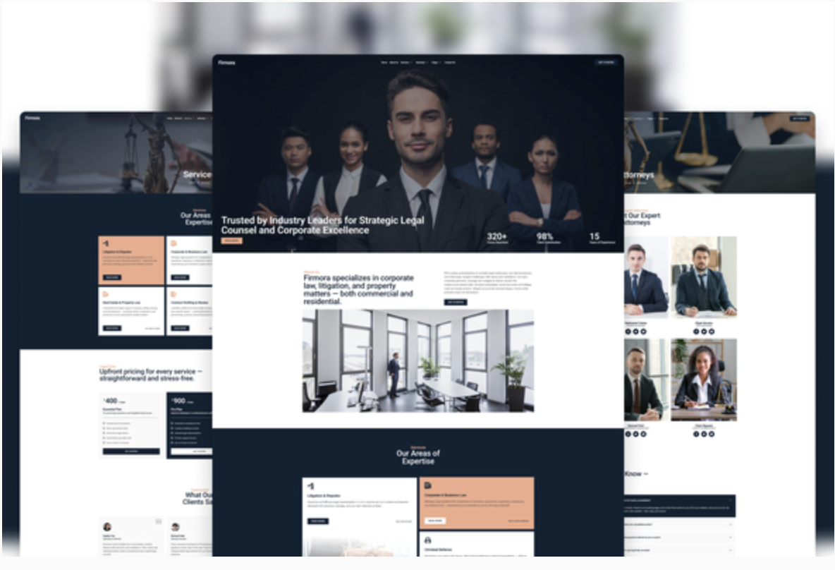 Firmora - Modern Professional Law Firm & Attorney Elementor Template Kit