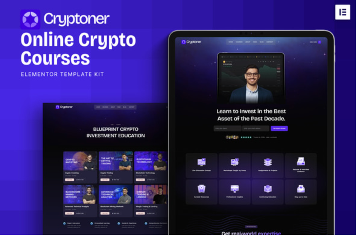 Cryptoner - Online Crypto Courses Elementor Template Kit