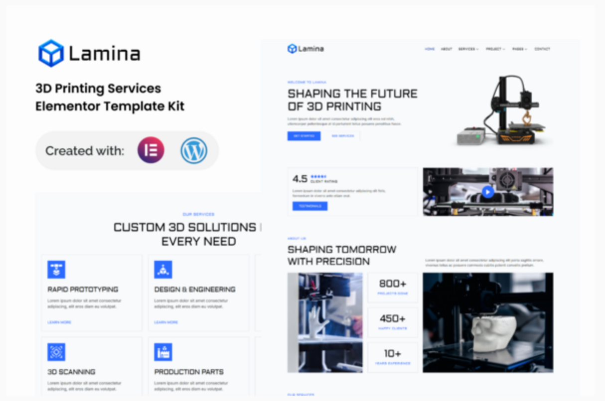 Lamina - 3D Printing Services Elementor Template Kit