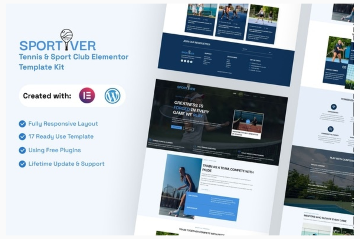 Sportiver - Tennis & Sport Club Elementor Template Kit