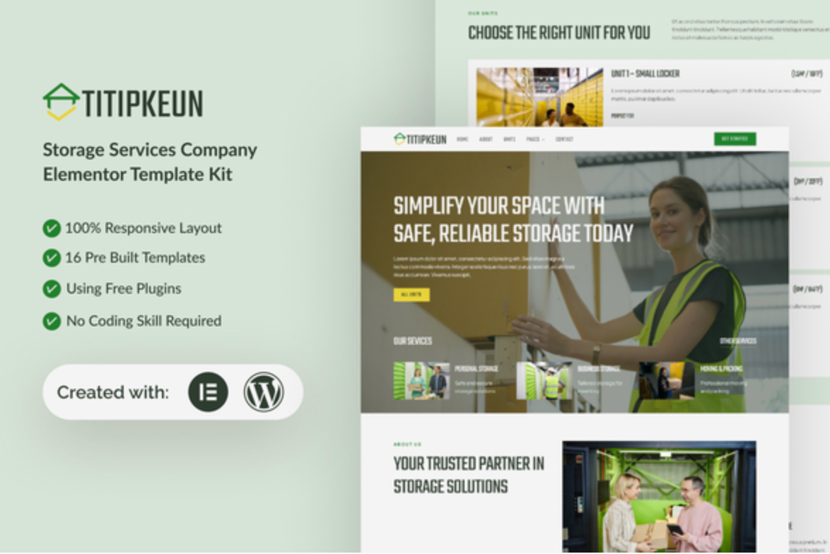 Titipkeun - Storage Service Company Elementor Template Kit