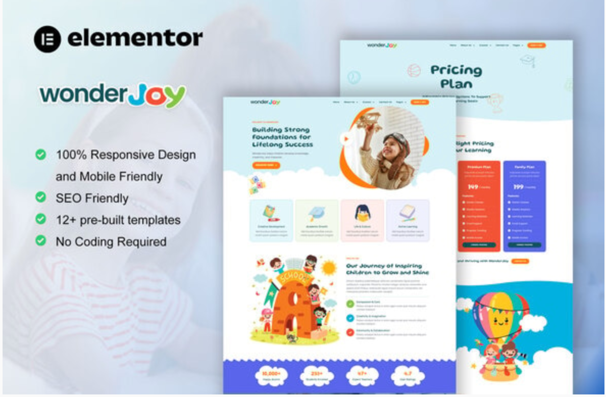 WonderJoy - Kindergarten & Child Care Elementor Pro Template Kit