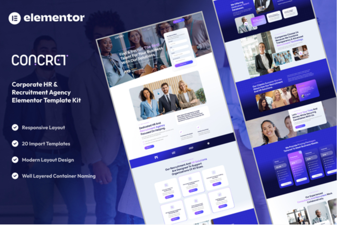 Concret - Corporate HR & Recruitment Agency Elementor Template Kit