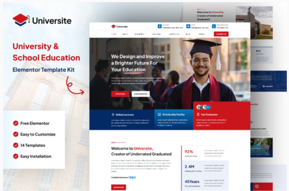 Universite - University & School Education Elementor Template Kit