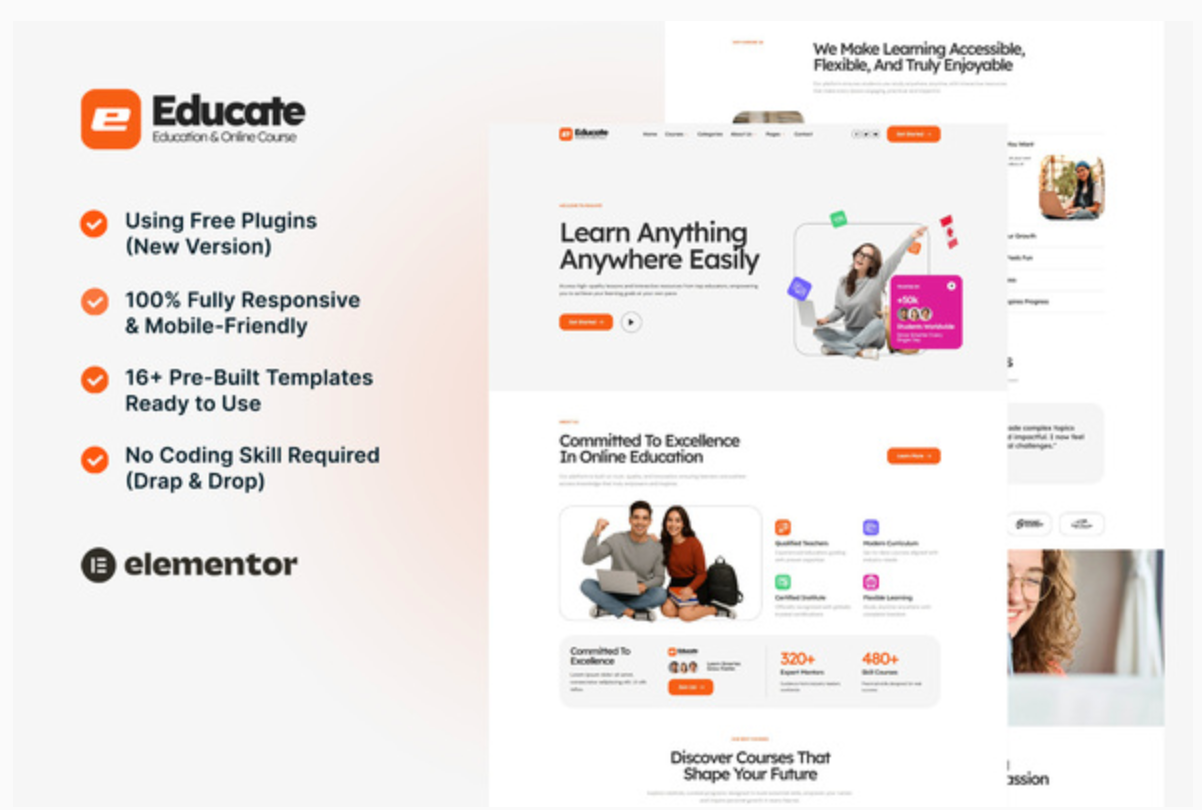 Educate – eLearning & Course Elementor Template Kit