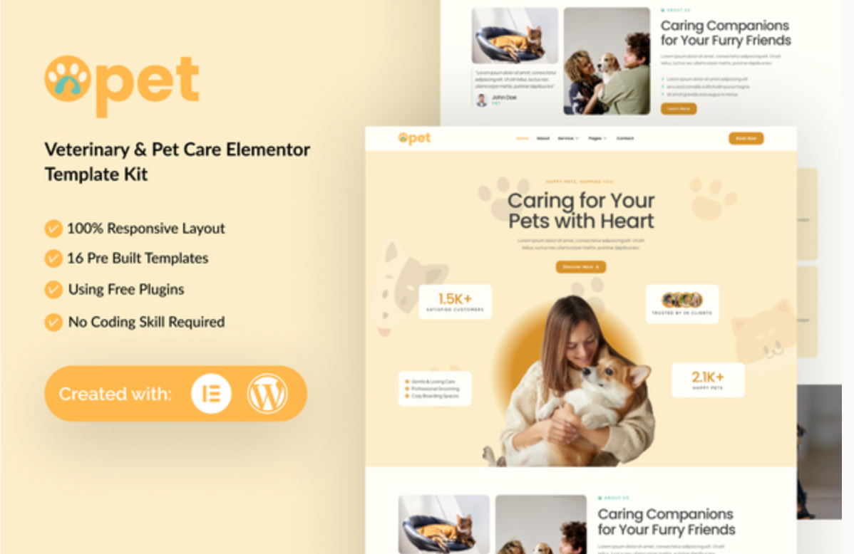 Opet - Veterinary & Pet Care Elementor Template Kit