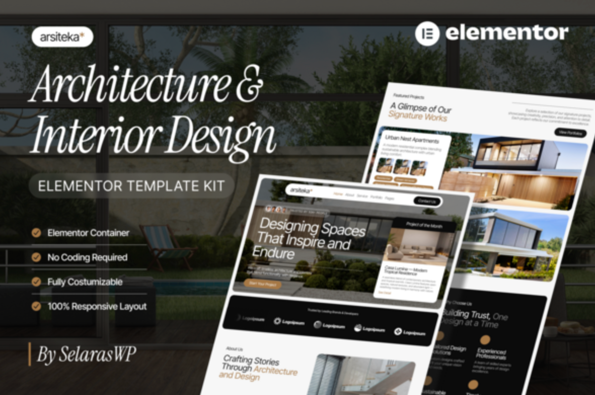 Arsiteka - Architecture & Interior Design Elementor Template Kit