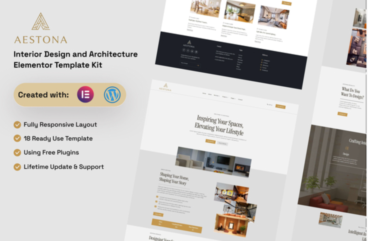 Aestona - Interior Design & Architecture Elementor Template Kit