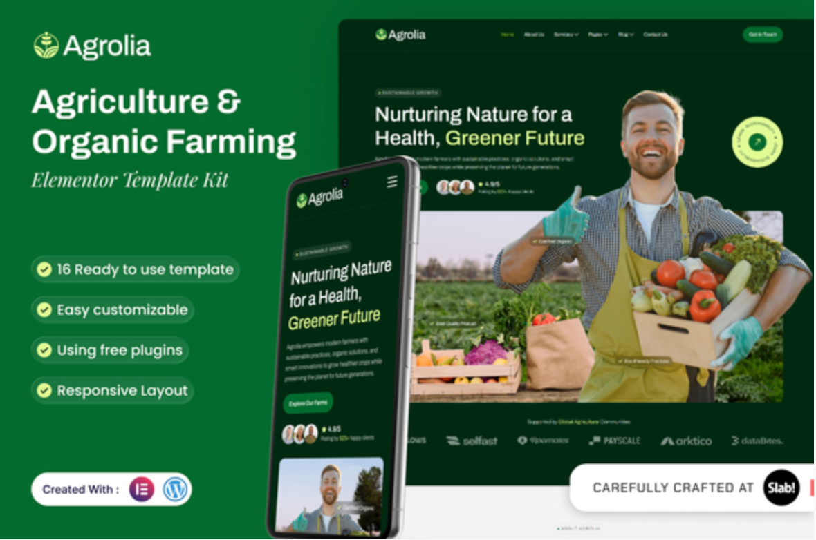 Agrolia - Agriculture & Organic Farming Elementor Template Kit