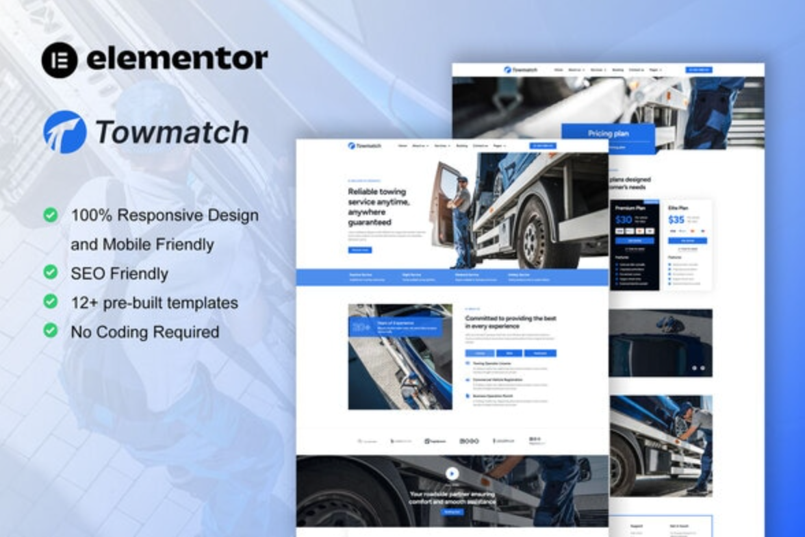 TowMatch - Towing Services Elementor Pro Template Kit