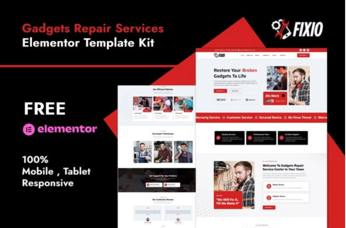 Fixio - Gadgets & Electronics Repair Services Elementor Template Kit
