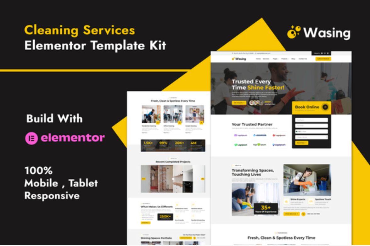 Wasing - Cleaning Services Elementor Template Kit