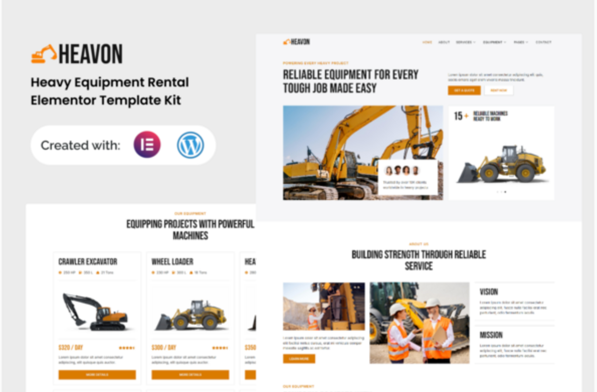 Heavon - Heavy Equipment Rental Elementor Template Kit