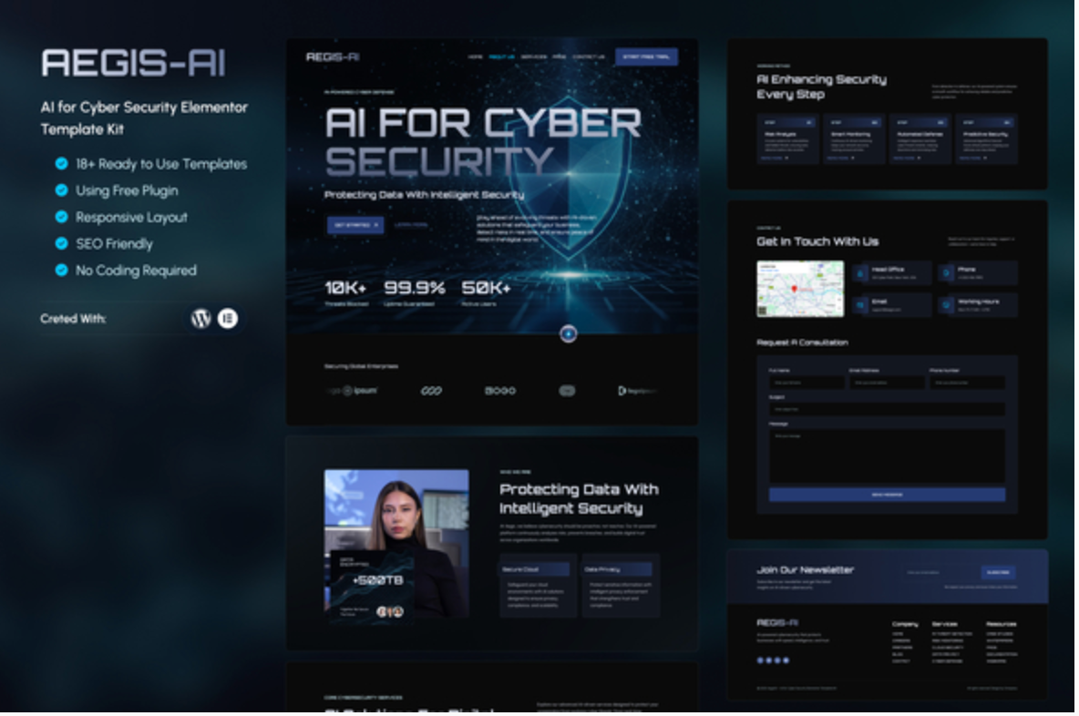 Aegis – AI for Cyber Security Elementor Template Kit