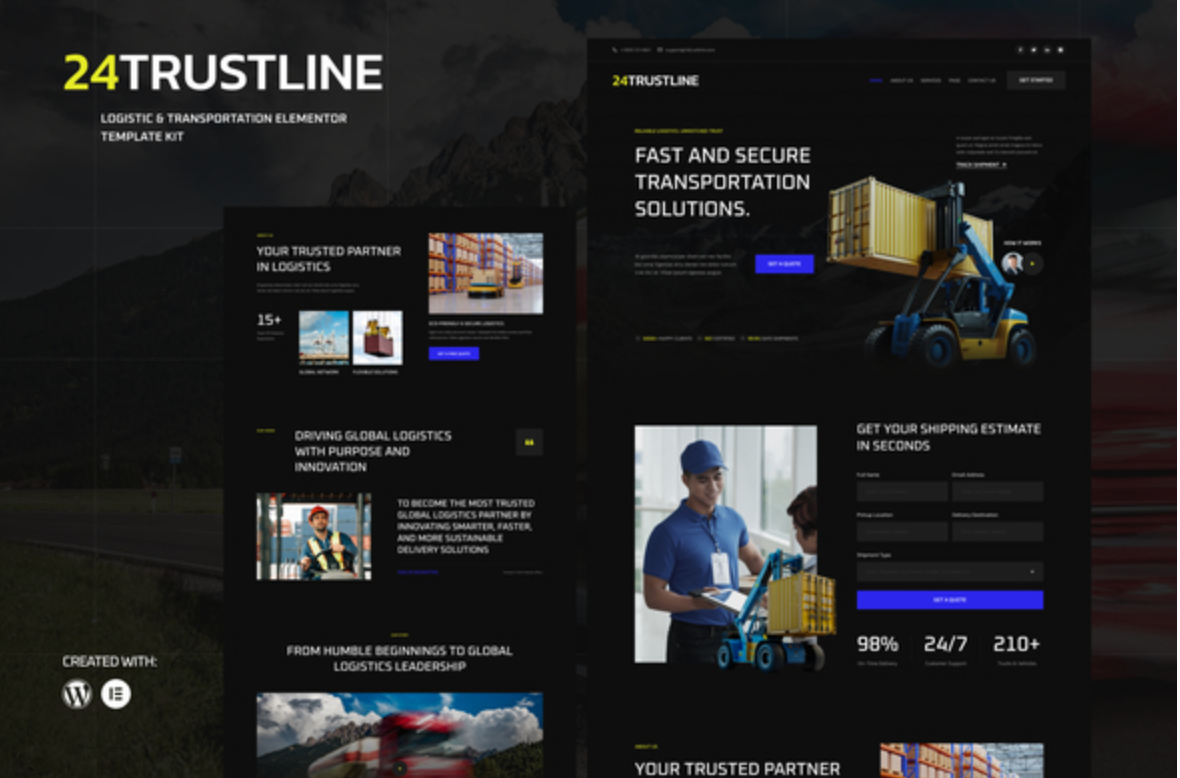 24TrustLine - Logistic & Transportation Elementor Template kit