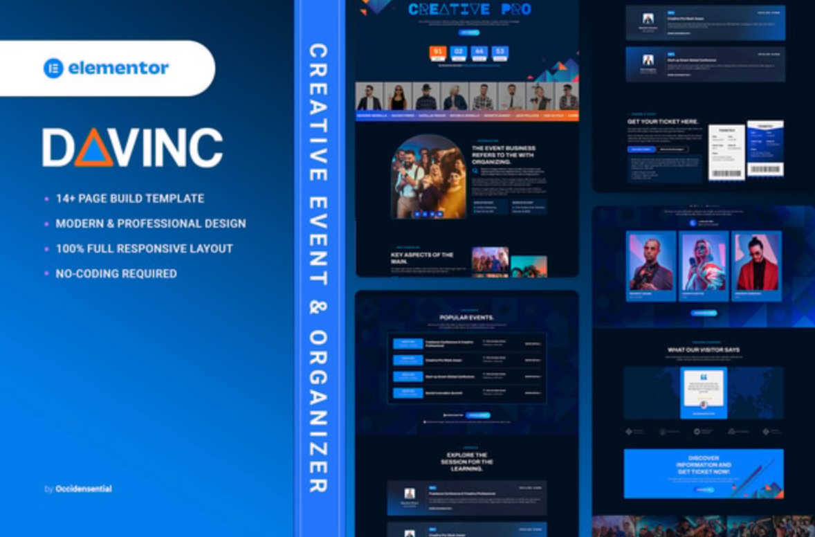 Davinc - Creative Event & Organizer Elementor Template Kit