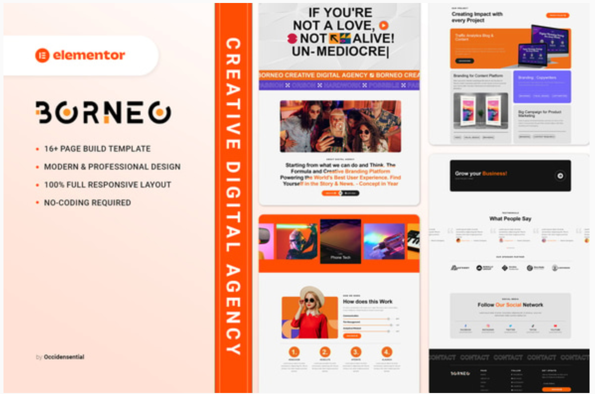 Borneo - Creative Digital Agency Elementor Template Kit