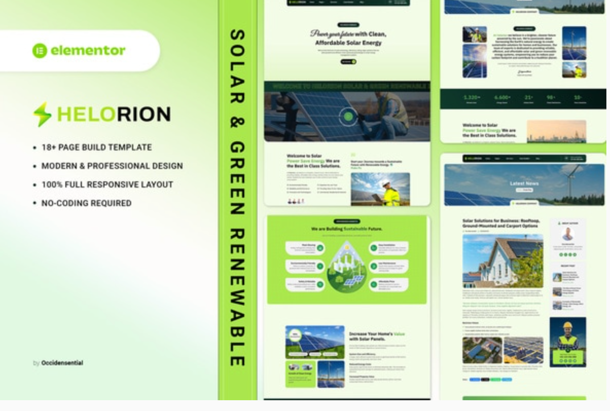 Helorion - Solar & Green Renewable Energy Company Elementor Template Kit