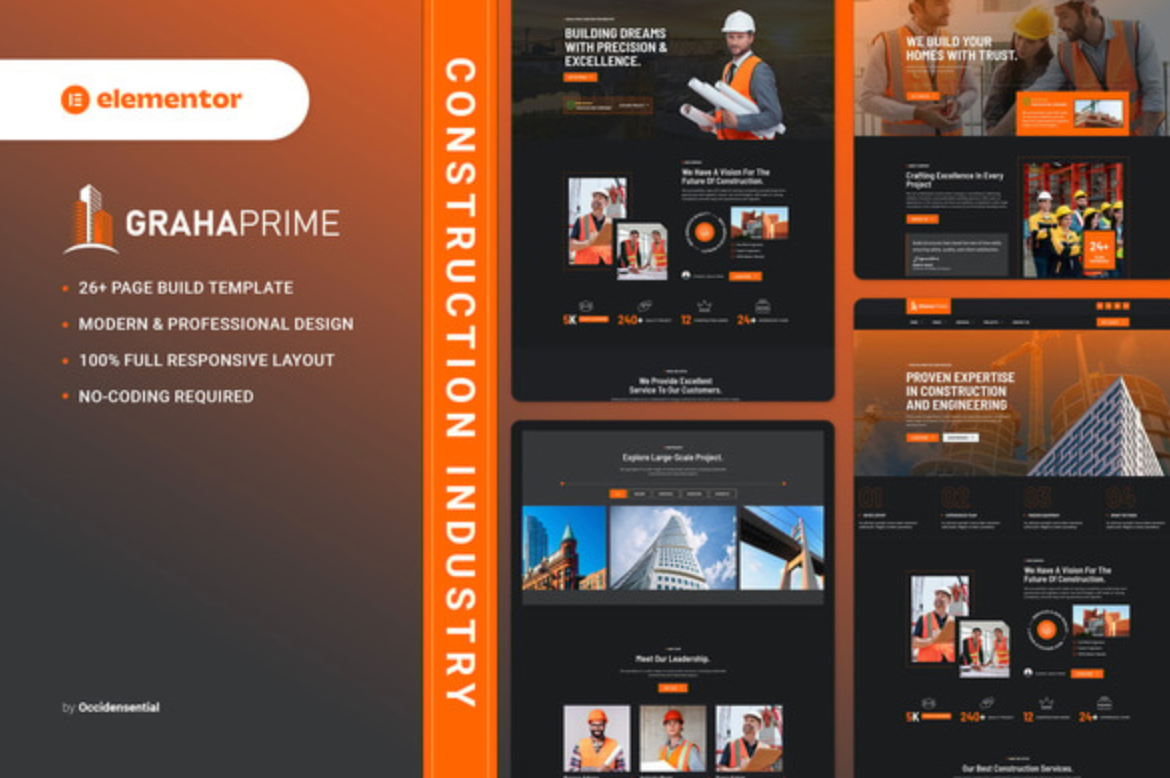 GrahaPrime - Construction Industry Elementor Template Kit
