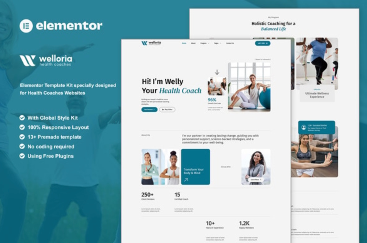 Welloria - Health Coaches Elementor Template Kit