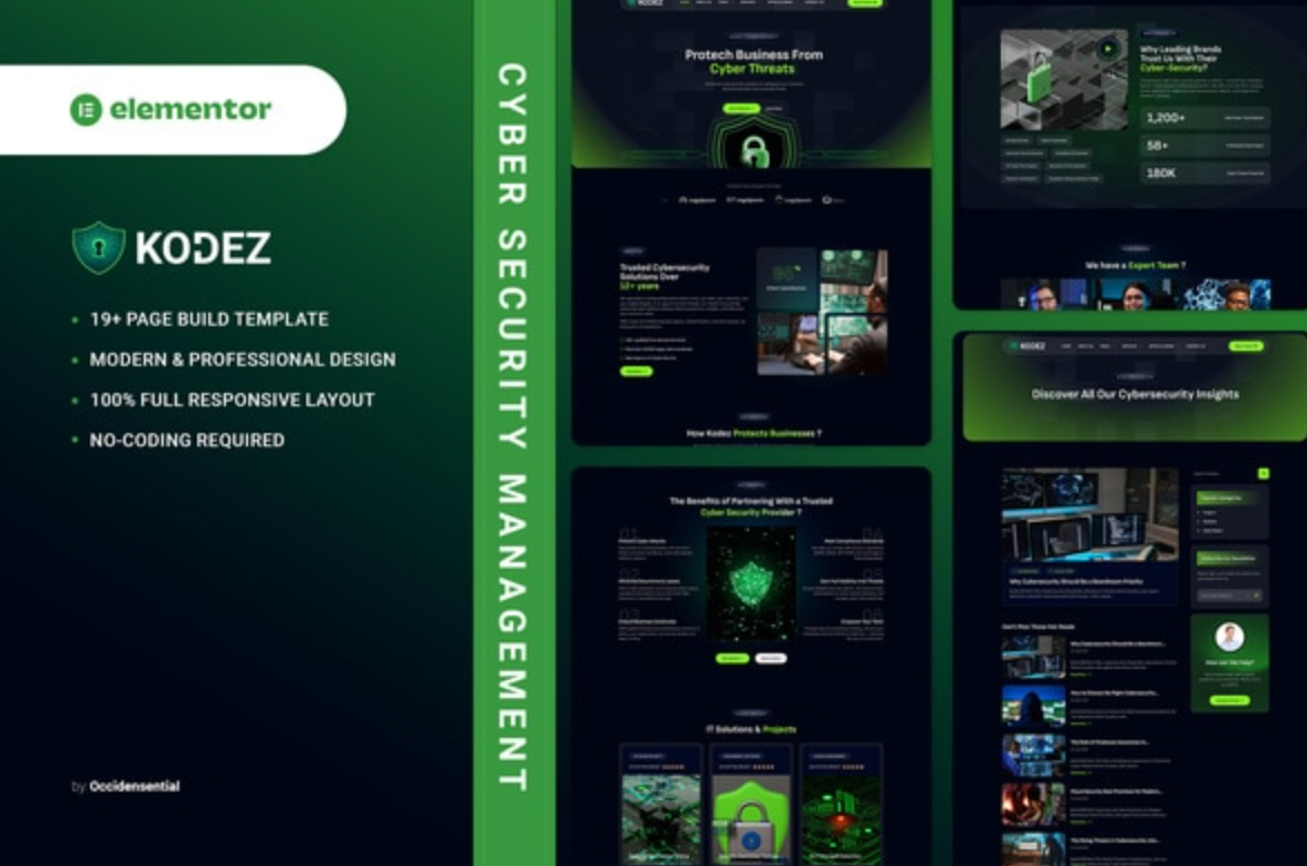 Kodez - Cyber Security Management Elementor Template Kit