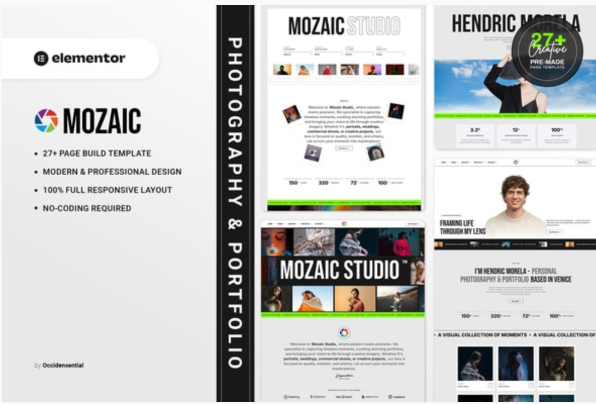 Mozaic - Photography & Portfolio Elementor Template Kit
