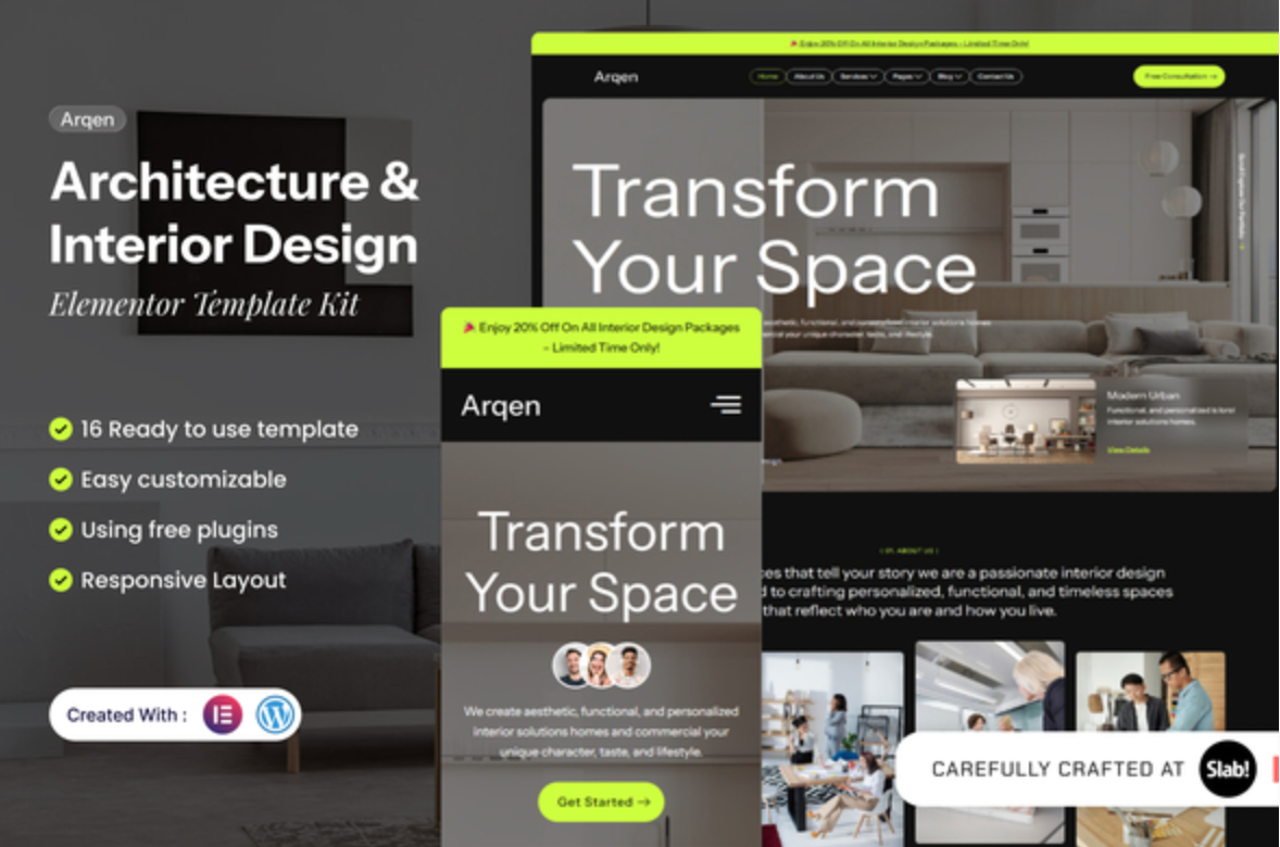 Arqen - Architecture & Interior Design Elementor Template Kit