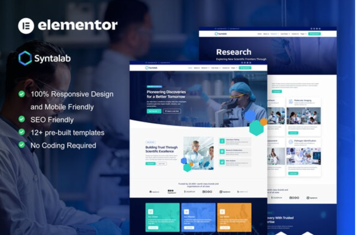 SyntaLab - Science Research & Laboratory Elementor Template Kit