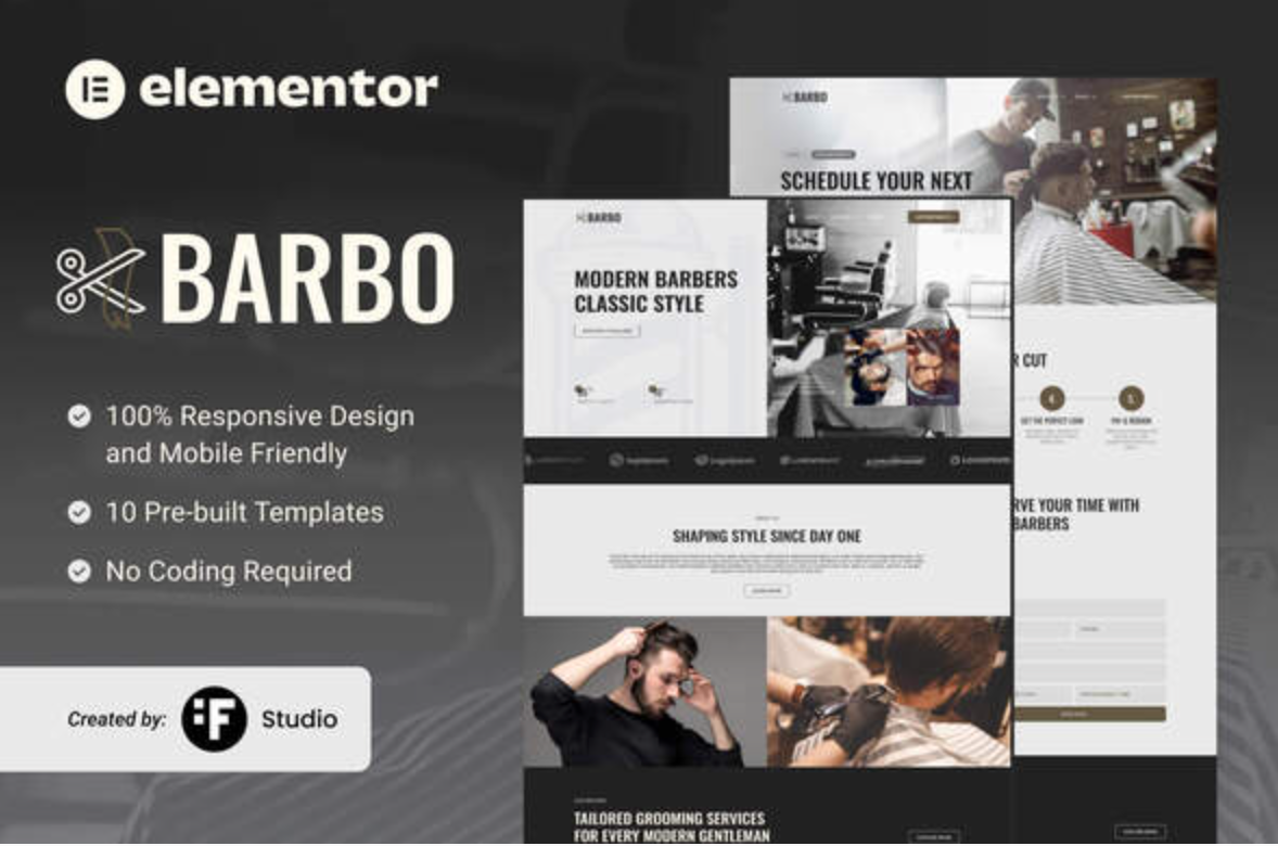 Barbo – Barbershop & Grooming Elementor Template Kit