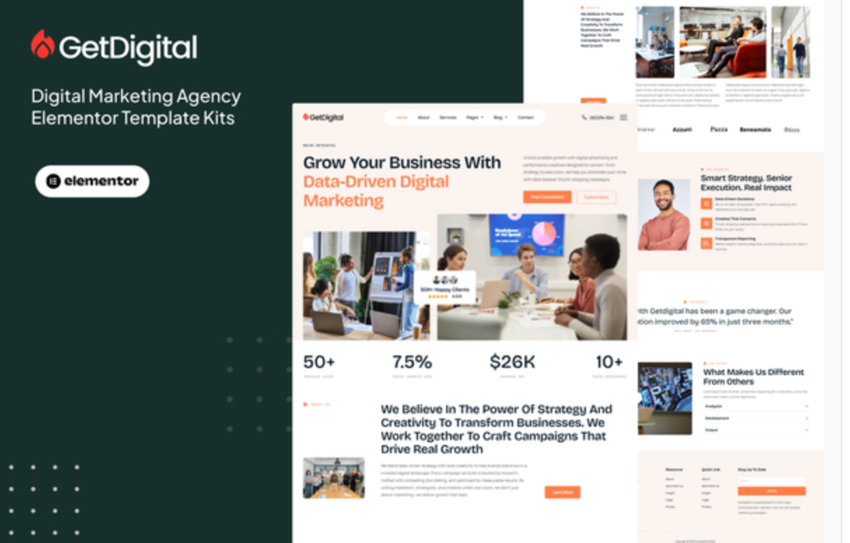 GetDigital - Digital Marketing Agency Elementor Pro Template Kit