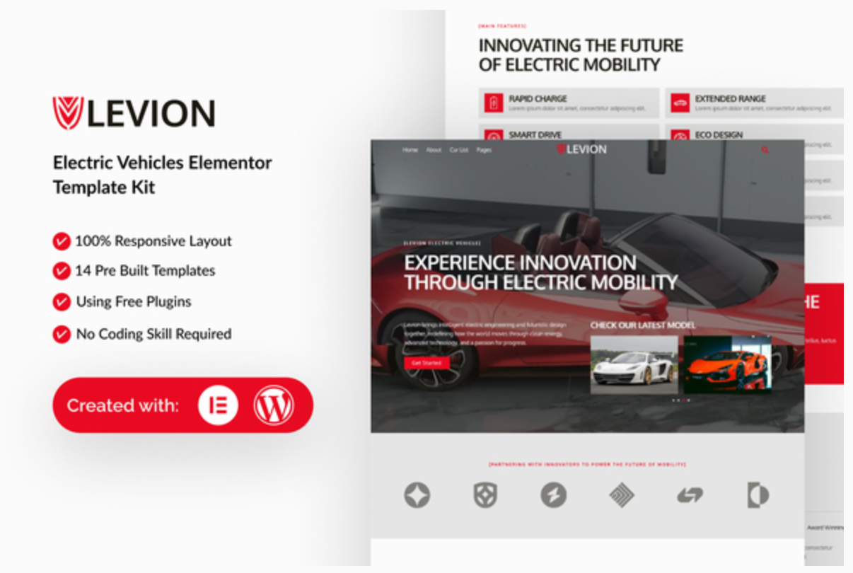 Levion - Electric Vehicle Elementor Template Kit