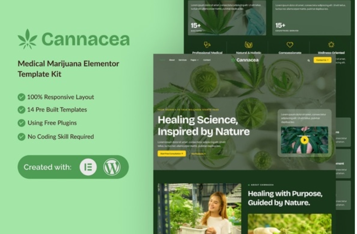 Cannacea - Medical Marijuana Elementor Template Kit