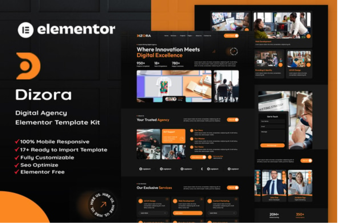 Dizora - Digital Agency Elementor Template Kit