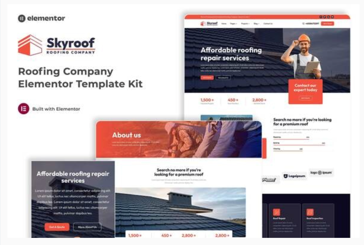 Skyroof - Roofing Company Elementor Template Kit