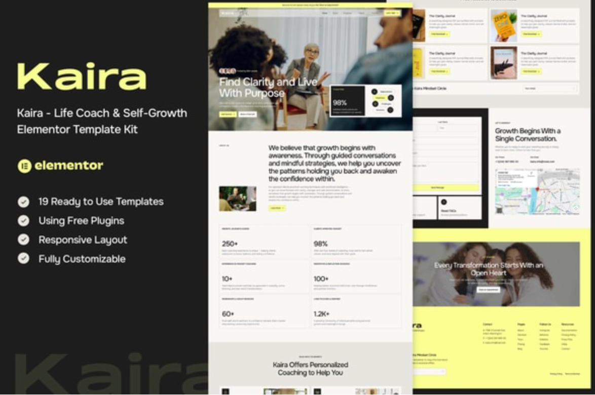 Kaira - Life Coach & Self-Growth Elementor Template Kit