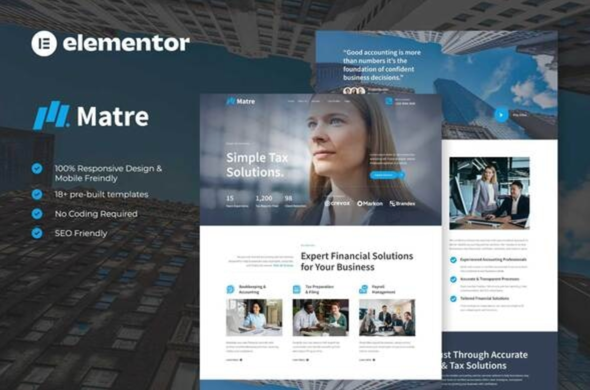 Matre - Accounting & Tax Services Elementor Template Kit