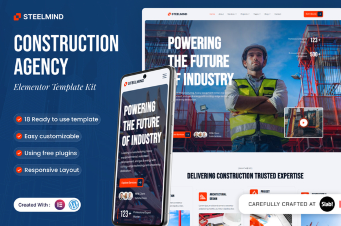 Steelmind - Construction Agency Elementor Template Kit
