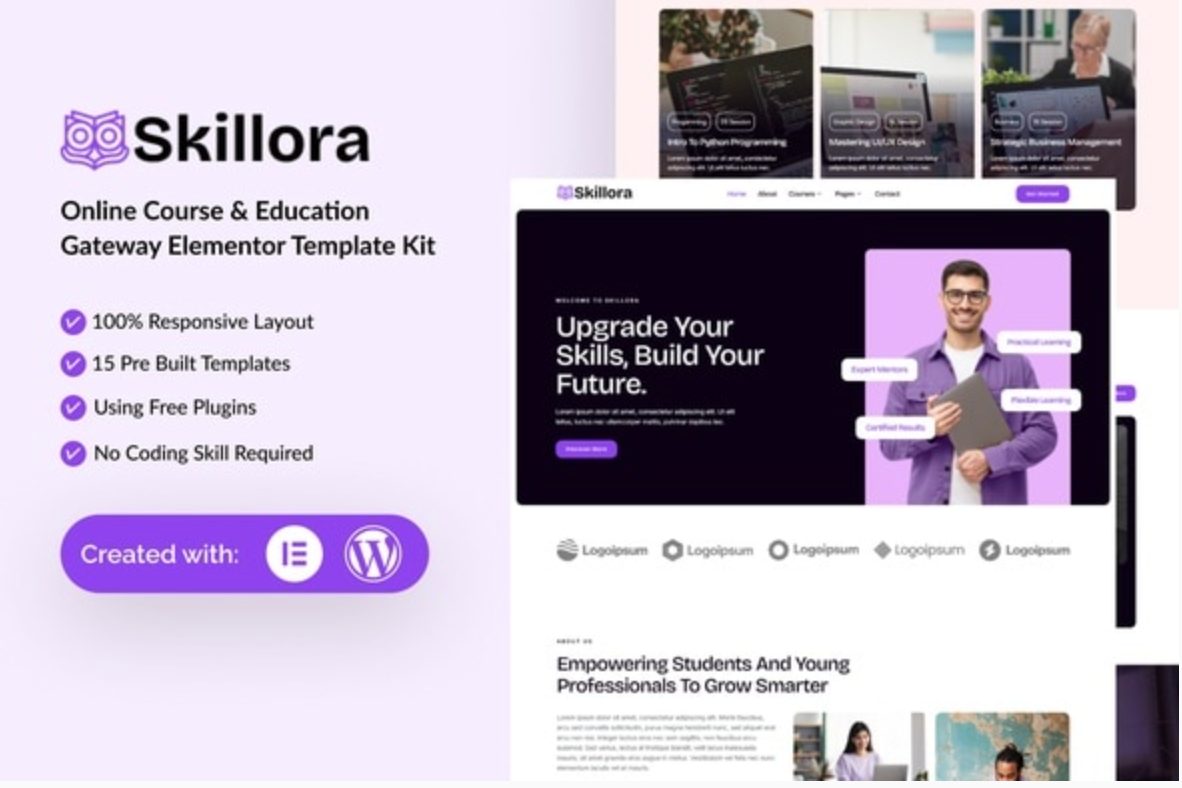 Skillora - Online Course & Edication Gateway Elementor Template Kit