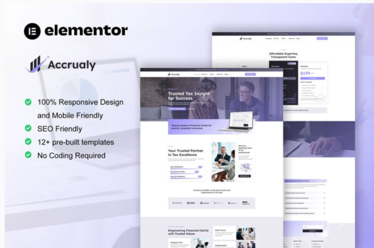 Accrualy - Tax Advisor & Financial Consulting Elementor Pro Template Kit