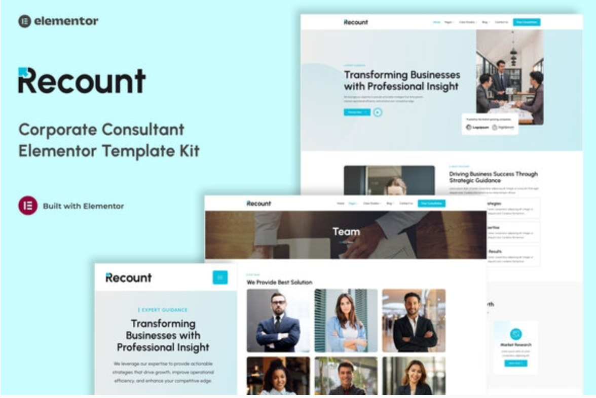 Recount - Corporate Consultant Elementor Template Kit