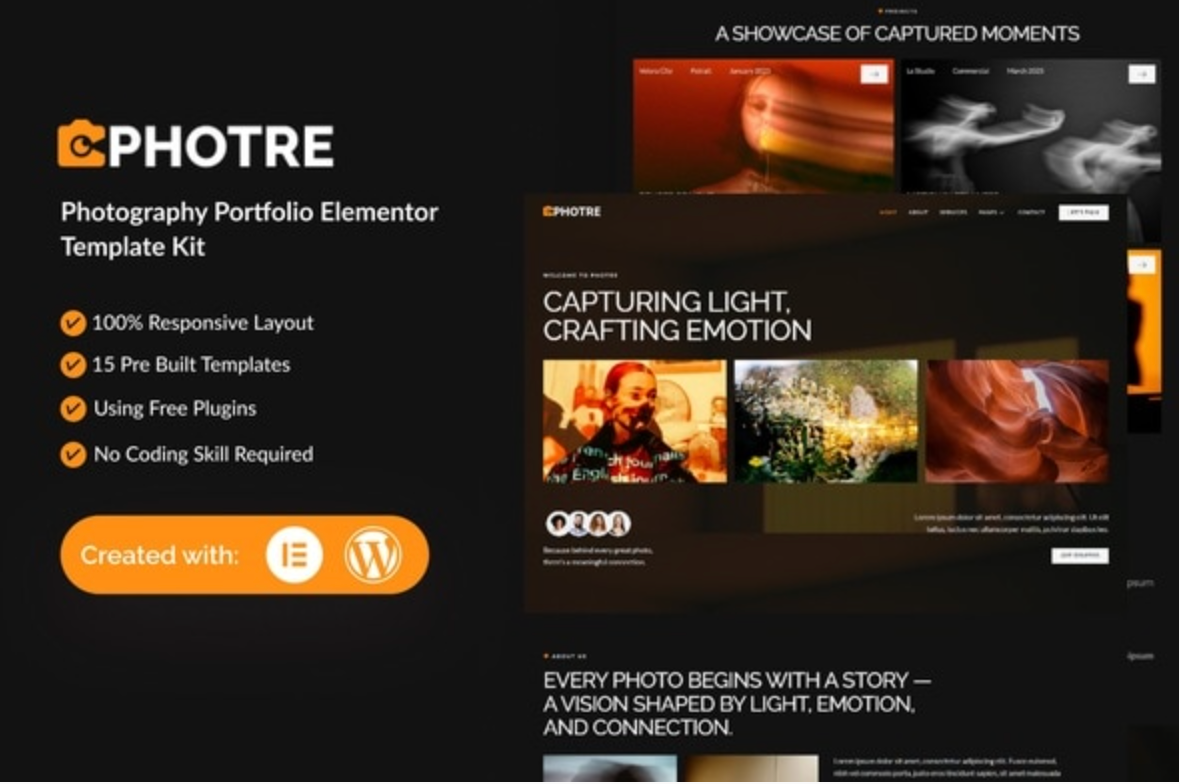 Photre - Photography Portfolio Elementor Template Kit