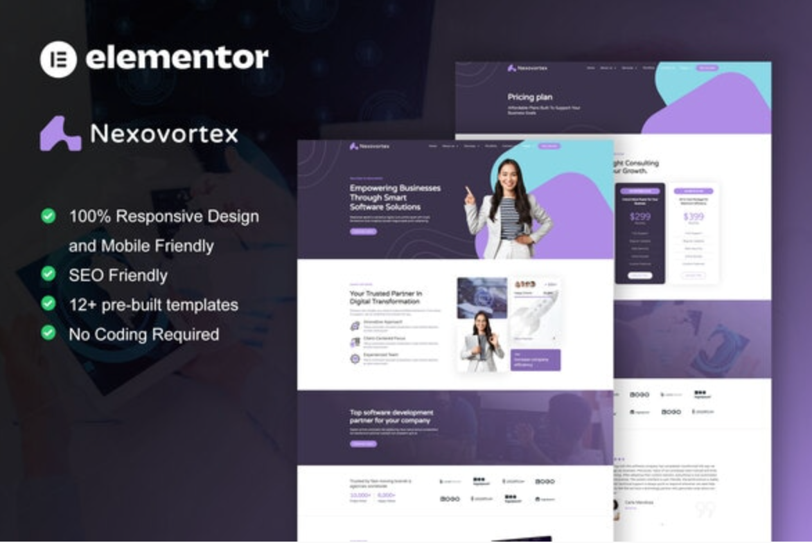 Nexovortex - Software Company Elementor Pro Template Kit