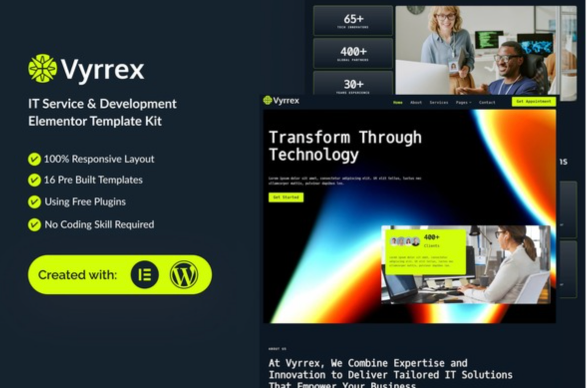 Vyrrex - IT Service & Development Elementor Template Kit