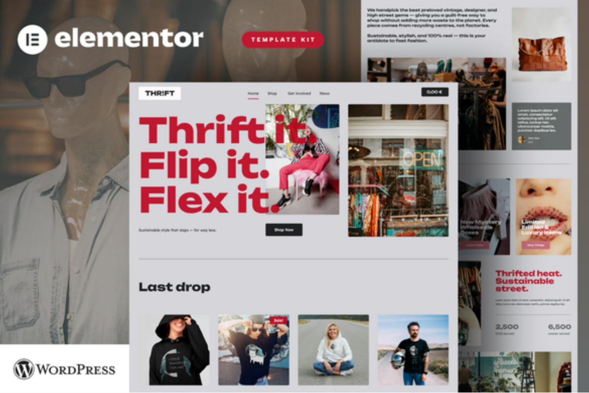 Thrift - Vintage & Second Hand Shop Elementor Pro Template Kit