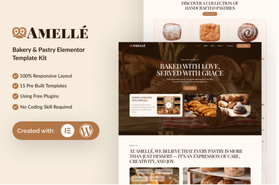 Amelle - Bakery & Pastry Elementor Template Kit