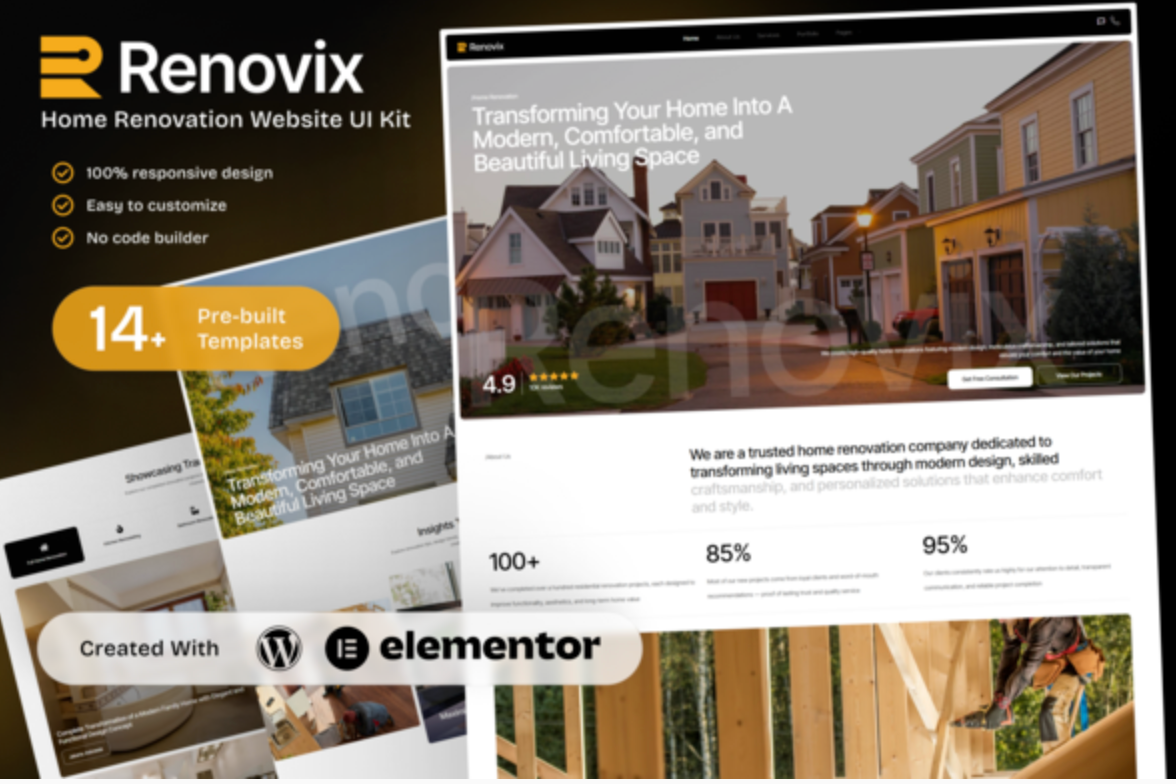 Renovix - Home Renovation Elementor Template Kit