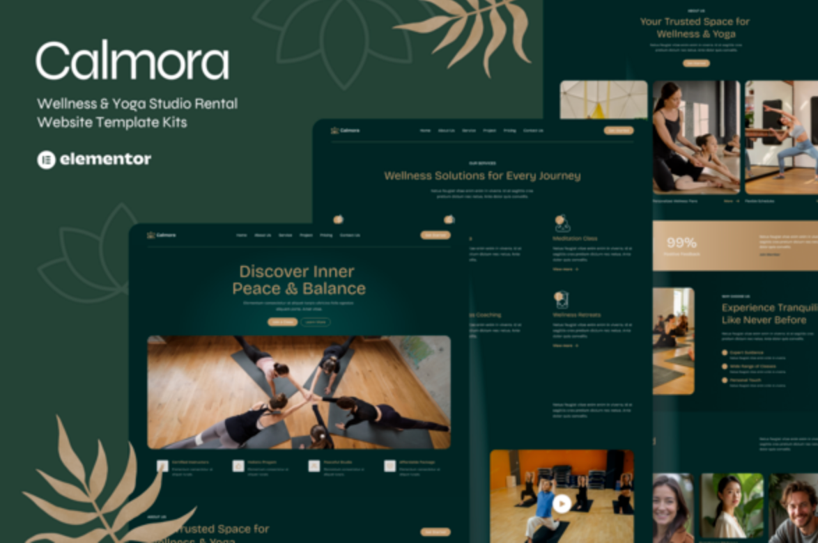 Calmora - Wellness & Yoga Studio Website Elementor Template Kits