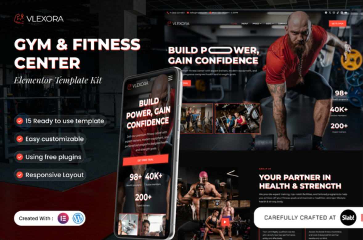 Vlexora - Gym & Fitness Center Elementor Template Kit