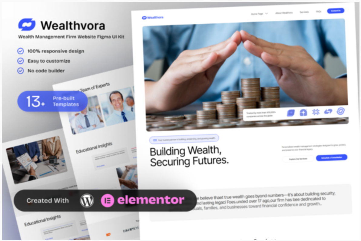 Wealthora - Wealth Management Firm Elementor Template Kit